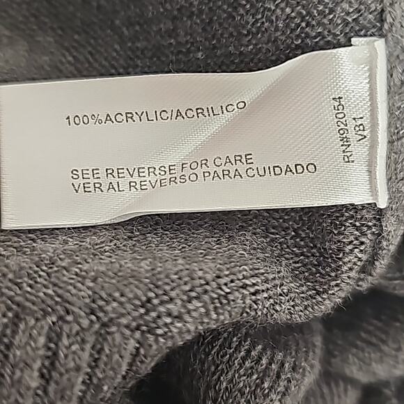 Carolyn Taylor Womens Embellished Long Sleeve V-Neck Gray Sweater w/Scarf Size M - Picture 11 of 11